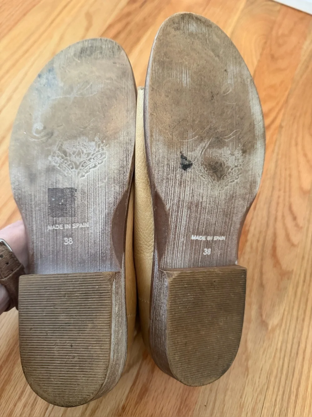 Free People Leather D’Orsay Peep Toe Flats Tan Made in Spain EU 38